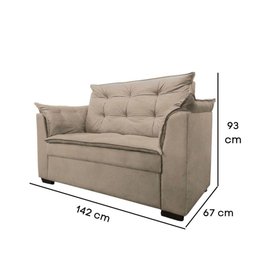Sofá 2 Lugares para Sala Moderno Confortável Andreia Suede Bege - 3