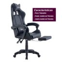 Ver imagem 7 de Cadeira Gamer Reclinável Giratória Preto Players Almofada Pc Youtuber Pés Rodizio Poliuretano