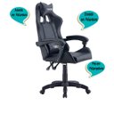 Ver imagem 6 de Cadeira Gamer Reclinável Giratória Preto Players Almofada Pc Youtuber Pés Rodizio Poliuretano