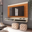 Ver imagem 7 de Painel Ripado 3D Para Tv Até 50 Polegadas Milos Com Prateleira 1,35m Off White/Cedro EDN