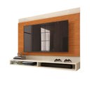 Ver imagem 3 de Painel Ripado 3D Para Tv Até 50 Polegadas Milos Com Prateleira 1,35m Off White/Cedro EDN