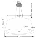 Ver imagem 2 de Lustre Pendente Cone Md-4015 Cúpula em Tecido 25/60x50cm Rustico Bege / Branco - Bivolt
