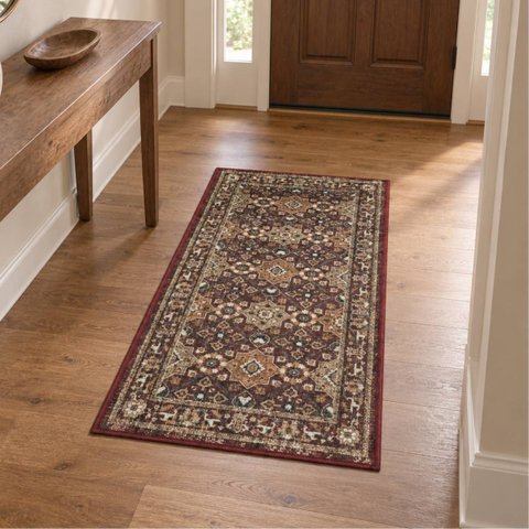 Passadeira Antiderrapante Corredor Persa Belga Classico Miro:03 Vermelho/0,60x1,20m
