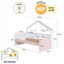 Ver imagem 3 de Cama Infantil Moldura Casinha com Colchão 0,88 x 1,88 Rosa/Branco
