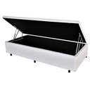 Ver imagem 1 de cama box baú solteiro  corino branco 78x188x42