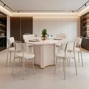 Ver imagem 2 de Mesa de Jantar 6 Lugares Orgânica Tampo com Vidro 136cm Lavie D05 Off White - Lyam Decor