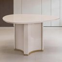 Ver imagem 1 de Mesa de Jantar 6 Lugares Orgânica Tampo com Vidro 136cm Lavie D05 Off White - Lyam Decor