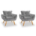 Ver imagem 1 de Kit 2 Poltronas Decorativa Opalla Sala de Estar Consultorio Clinica Suede Cinza - Decor Elity
