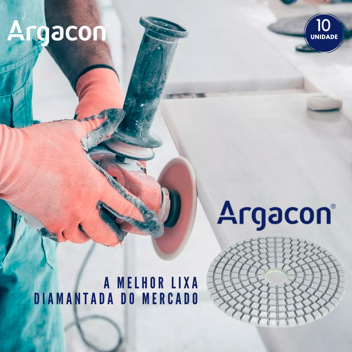 Lixa Diamantada Flexível Brilho Dágua Grão 800 Argacon Kit 10 Unidades - 5