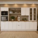 Ver imagem 1 de Cozinha Modulada Olivia 6 Peças com Paneleiro Cristaleira e Aéreo com Vidro Reflex Poliman Móveis