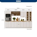 Ver imagem 2 de Cozinha Modulada Olivia 6 Peças com Paneleiro Cristaleira e Aéreo com Vidro Reflex Poliman Móveis