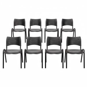 Conjunto 8 Cadeiras Empilháveis Iso Reforçada para Recepção Cor Preta - Combo Stock