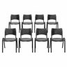 Conjunto 8 Cadeiras Empilháveis Iso Reforçada para Recepção Cor Preta - Combo Stock - 1