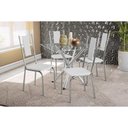 Ver imagem 1 de Conjunto: Mesa de Cozinha Volga C/ Tampo de Vidro 90cm e 4 Cadeiras Lisboa Cromada - Courano Branco