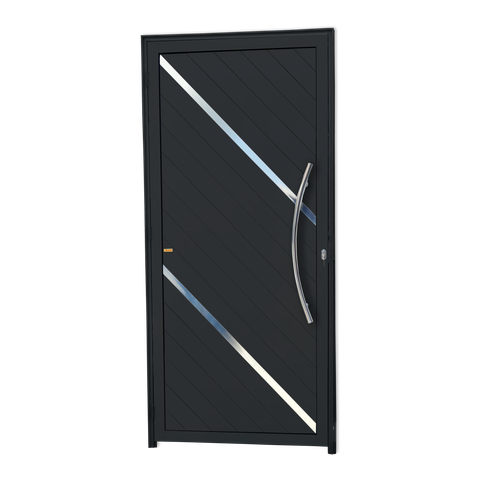 Porta Alumínio Lambril Duna c/Puxador D.Preto 90 Brimak