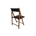Ver imagem 3 de Cadeira Dobrável em Madeira Cor Castanho com Assento e Encosto Estofados Preebel Courino Preto - Cas
