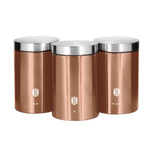 Jogo 3 Potes Multiuso Inox 18cm Rose Gold Berlinger Haus Porta Alimentos Mantimentos  Cozinha