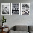 Ver imagem 1 de Kit 3 Quadros Rio de Janeiro - Bairros Zona Sul 24x18cm:moldura Preta