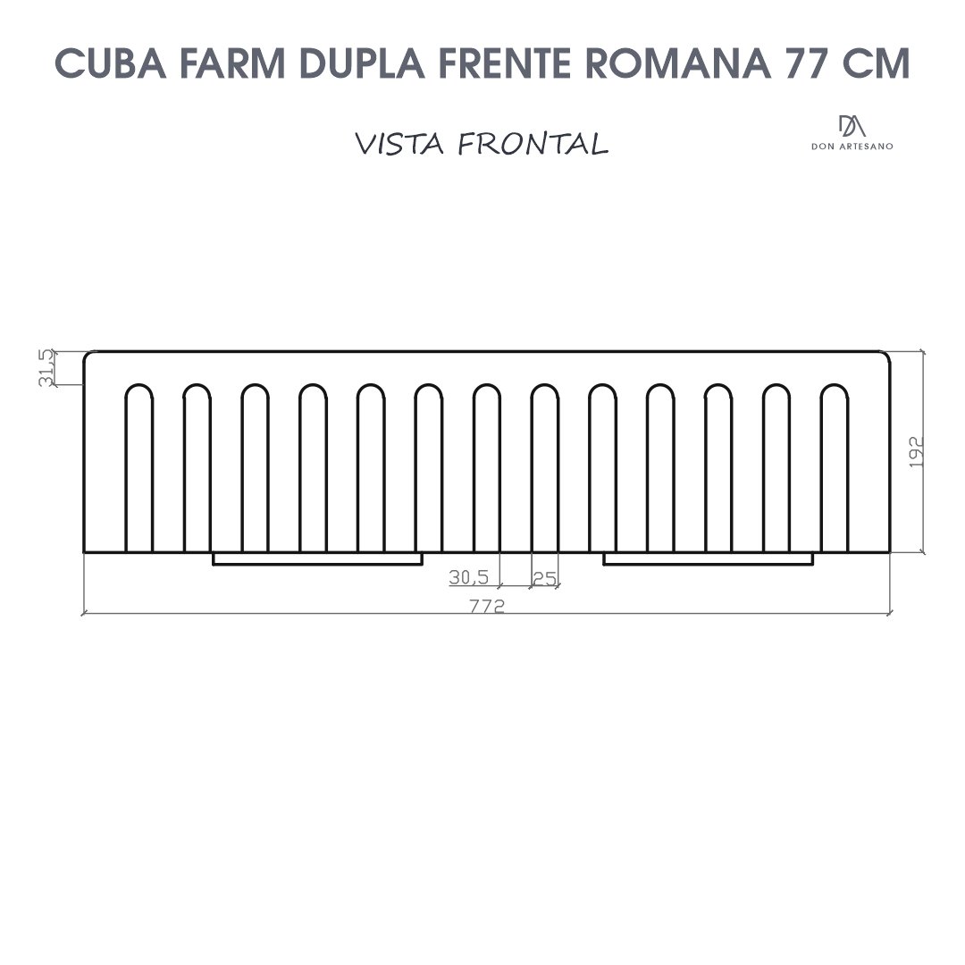 Cuba Dupla Cozinha Farm Sink Frente Romana 77 cm Fazenda - 8