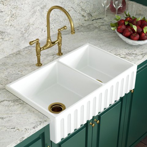Cuba Dupla Cozinha Farm Sink Romana 77 Cm Estilo Fazenda Avental