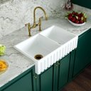 Ver imagem 3 de Cuba Dupla Cozinha Farm Sink Romana 77 Cm Estilo Fazenda Avental