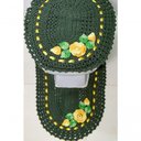 Ver imagem 3 de Jogo de Tapete de Croche para Banheiro Jogo com 3pç Bordado Cor:verde Musgo