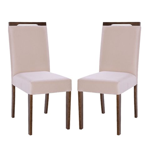 Kit 2 Cadeiras de Jantar Rubi 44 X 98 Cm Estofadas D26 Madeira Imbuia Suede Bege - Clicklar