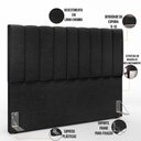 Ver imagem 5 de Kit Cabeceira Cama Box Casal King 195cm com Calçadeira Baú Dália W01 Linho Chumbo - Lyam