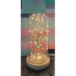 Luminária Galáxia Luzes de Fada Redoma de vidro e base de madeira 24 cm x 11 cm - 2