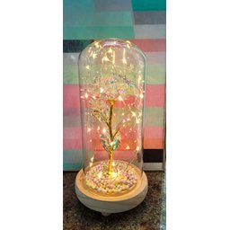 Luminária Galáxia Luzes de Fada Redoma de vidro e base de madeira 24 cm x 11 cm - 3