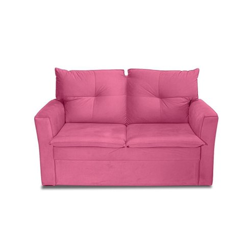 Sofá Pequeno 02 Lugares 150cm Mobi Suede Rosa Herrero