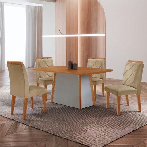 Mesa de Jantar Diane e 4 Cadeiras Melissa Moderna Mobilia Turim 07/ Laminado
