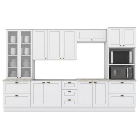 Cozinha Modulada 7 Pecas 343 Cm Ce172 Americana Branco Calcare Henn