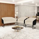 Ver imagem 2 de Namoradeira e 2 Poltronas Industrial Preto Stella Pto/linho Bege D03 - D'Rossi