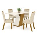 Ver imagem 2 de Conjunto Sala de Jantar Mesa 120cm 4 Cadeiras Évelin Espresso Móveis Bege/Nature/Off White