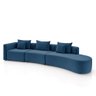 Sofá Curvo Decorativo Kimiko 427cm 5 Lugares Sala de Estar com Chaise Veludo Azul Petróleo G52 - Gra - 1
