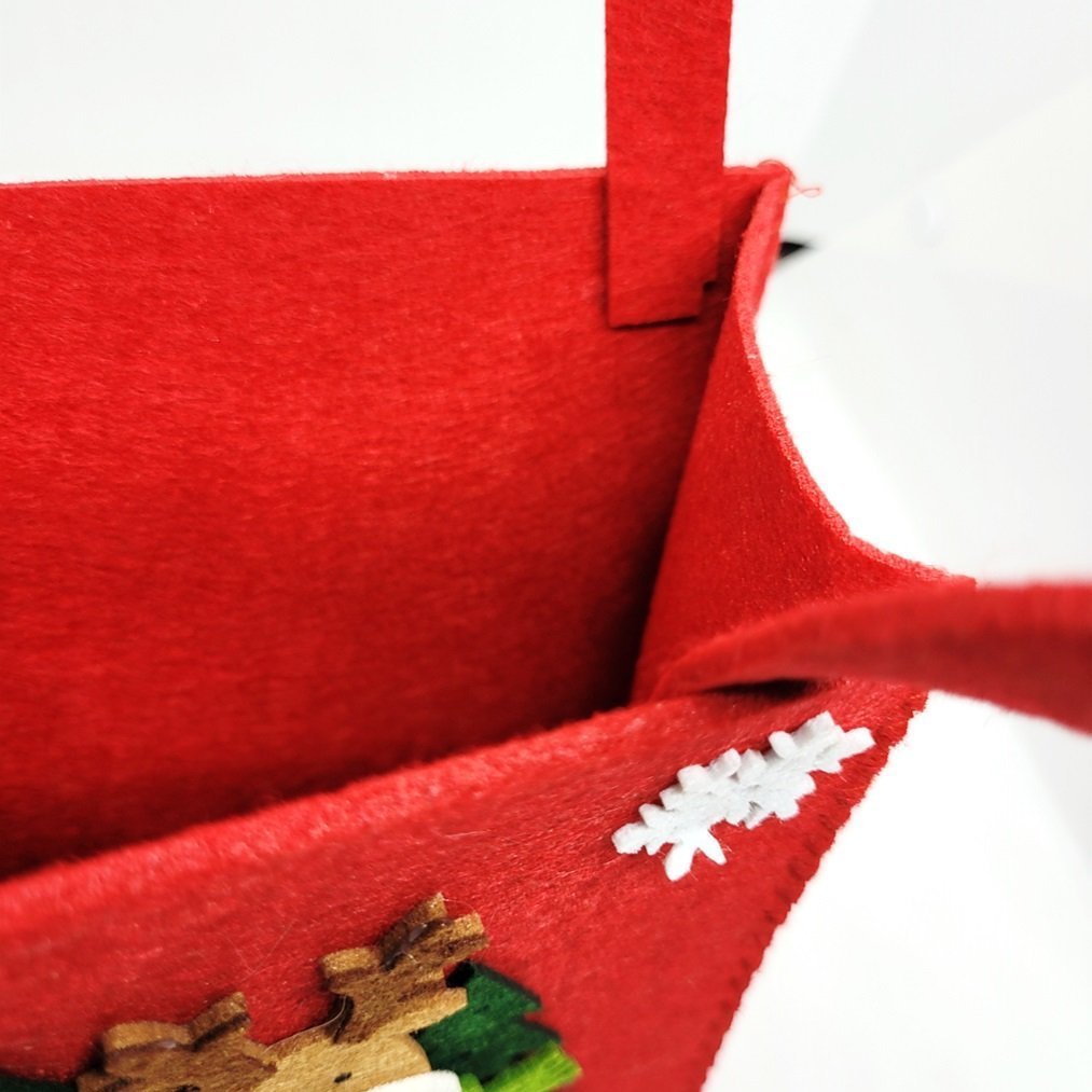 Kit 2 Sacolas com Alça Feltro Decorado Natal Papai Noel e Rena 30cm - Master Christmas - 4