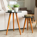 Ver imagem 4 de Conjunto Duas Mesas Mesinhas de Apoio Quadros Objetos Decoração Sala Mesas Centro Retro Madeira Mdf