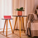 Ver imagem 6 de Conjunto Duas Mesas Mesinhas de Apoio Quadros Objetos Decoração Sala Mesas Centro Retro Madeira Mdf