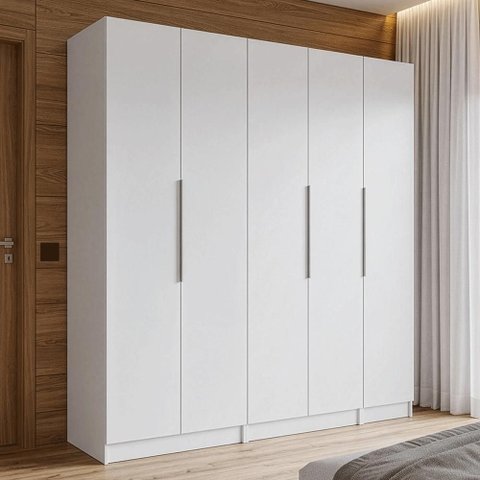 Guarda-roupa Modulado 200 Cm 5 Portas 2 Gavetas Branco Neo Madesa 02