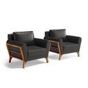 Ver imagem 2 de Kit 2 Poltronas Sabrina de Madeira Maciça com Almofada Courino Preto 503