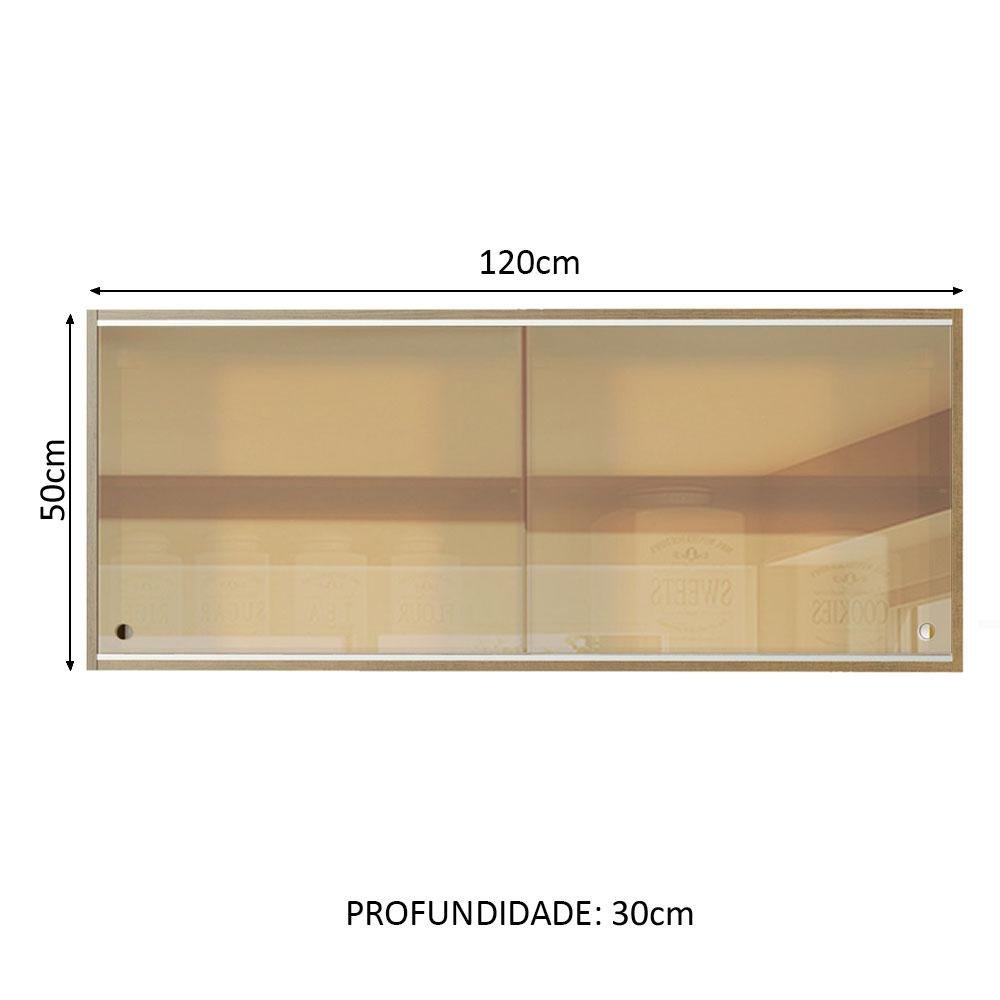 Armário Aéreo Madesa 2 Portas de Correr Vidro Reflex para Cozinhas Glamy, Lux e Reims - Rustic - 2