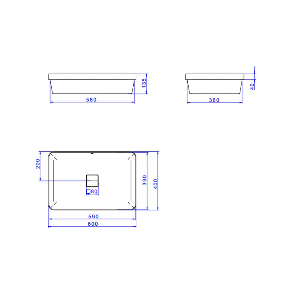 Cuba Sobrepor Retangular 60,0x40,0x13,5 Cm Slim Branco - Deca Deca Loucas - 4