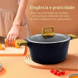 Jogo de Panelas Cerâmica Antiaderente Florença Azul 8 Peças - 6