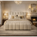 Ver imagem 2 de Cama King Size Luxuosa Cabeceira Estofada Quarto Moderno