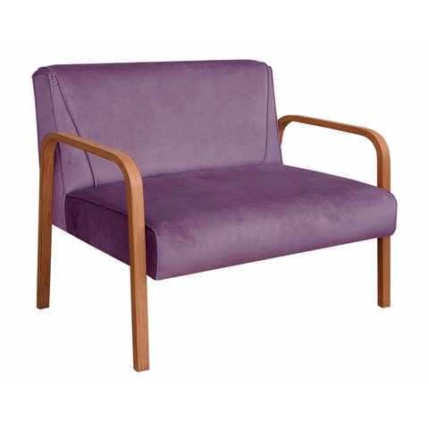 Sofà Anita Namoradeira Braço Madeira Decoração Sala Recepção - Veludo Roxo