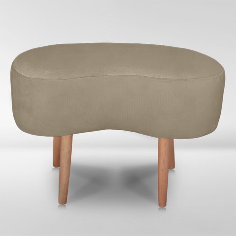 Puff Orgânico Curvo Decorativo Feijão Sala Luxo Tecido Suede:capuccino
