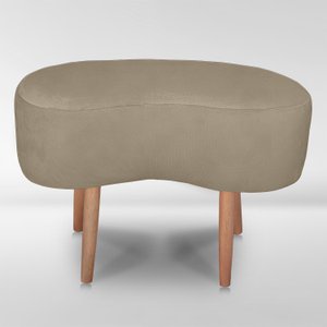 Puff Orgânico Curvo Decorativo Feijão Sala Luxo Tecido Suede:capuccino