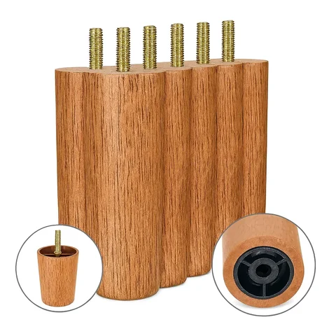 Pes Cama Box Madeira Envernizada 12 Cm de Altura Kit com 7 Unidades