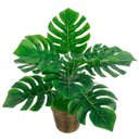 Ver imagem 2 de Kit 3 Ramos Costela de Adão Decorativo Artificial Plástico Verde 9 Folhas Cada 32cm